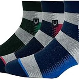 Men's Cotton Quarter Length Socks (Pack of 3) Green, Red & Royal Blue-image-15
