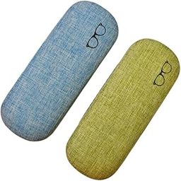 UL88 Linen PU Leather Sunglasses Cases Unisex Pouch For Eyewear Spectacles Frames Cover Goggles For Men & Women Combo Of 2 skyblue & green-45