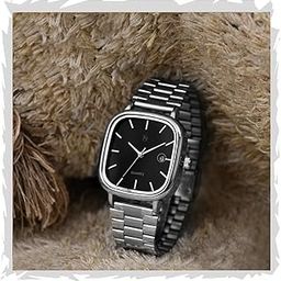 Stainless Steel Analog Square Dial Date Display Unisex Wrist Watch for Man & Woman -W148-image-83