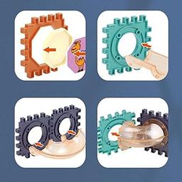 UJEAVETTE Building Block Marble Run Toy Constructions Maze Block Toy for Preschool 66pcs-16