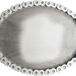 Antique Silver Chain Oval Blank Belt Buckle, Antique Silver, Large-image-58