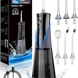 Water Flossers for Teeth - 5 Modes, 6 Flossing Tips, Rechargeable Cordless Portable 300ML Larger Tank Electric Waterflosser Cleaner IPX7 Waterproof Floss Cleaning Teeth Pick for Home Travel-image-25