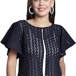 Women Self Design Lace Regular Round Shrug-picture-36