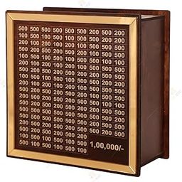 Jobber Piggy Bank for Kids & Adults, Golden Fram Coin Box with Carved Design, Savings Box, Mini Bank, Donation Box, Smart Money Box, Wooden Coin Box, Money Saver, Piggy Bank with Numbers-34