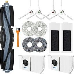 Vacuum Accessories Kit, T20 Omni Robot Vauum 1 Main Roller Brush, 4 Side Brushes, 2 Hepa Filters, 2 Dust Bags, 4 Mop Pads Replacement Parts for ECOVACS DEEBOT-image-55