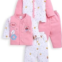 Cotton Full Sleeve Front Open T-shirt and Full Pant Combo Set for Infants| Lightweight and Breathable Clothing Set for Babies| Unisex Snap Button Tees and Trousers Set| Pack of 2-image-37