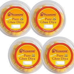 Pujahome Ghee Diya for Puja – 200 Pcs Cow Ghee Wicks, Ghee Batti for Pooja, Festivals, Havans | Long-Lasting, Vegan Ghee Diya Batti with 30-Minute Burning Time-Yellow- 50 Pcs in Each Pack-image-49