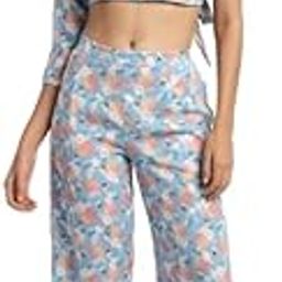 Blue Floral Printed Relaxed Fit One Shoulder Top Pant Swimwear Cover Up Set-image-39