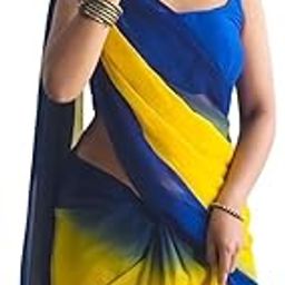 Women's Pure Soft Georgette Fabric Multicolored Shaded Printed Saree With Blouse PIece.-picture-20