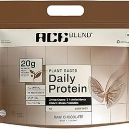 Ace Blend Daily 20G Plant Protein (30 Servings) | Pea & Brown Rice Isolate | 3 Vital Greens 4 Antioxidants 3 Probiotics | Boosts Strength, Recovery & Fat Loss | No Added Sugar | Unisex | Raw Chocolate-1