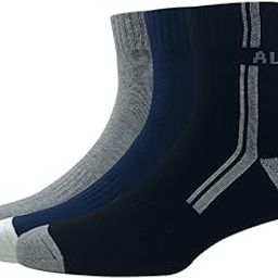 Men's Cotton Quarter Length Sports Socks (Pack of 3) Navy, Light Grey Melange, Black-0
