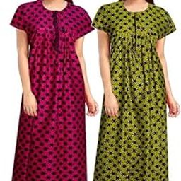 Women’s Cotton Printed Maxi Nighty (Pack of 2) – Ankle-Length Night Dress Gown, Soft & Comfortable Sleepwear, Free Size-picture-15