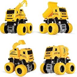 Amazon Brand - Jam & Honey Construction Toy I Push & Go I Sand Toys for Kids 3+ Years I Set of 4 I Dumper/Crane/Excavator/Cement Mixer-34