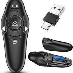 Rts 2-in-1 USB Type C Presentation Clicker Wireless Presenter Remote Clicker for PowerPoint Presentations with Laser Pointer, RF 2.4GHz USB C PowerPoint Clicker Slide Advancer for Computer/Mac/Laptop-13