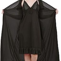 Women's Satin Solid Maxi Length Nighty with Robe (Size - Free Size) (Nightwear Set Pack of 2)-picture-9