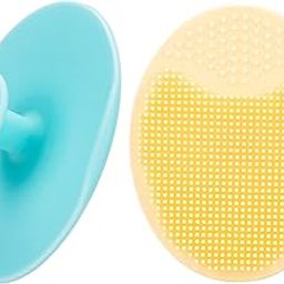 JEXCULL 2 Pack Face Scrubber,Soft Silicone Facial Cleansing Brush Face Exfoliator Blackhead Acne Pore Pad Cradle Cap Face Wash Brush for Deep Cleaning Skin Care,Blue and Yellow-image-19