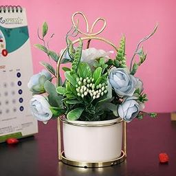 TIED RIBBONS Artificial Rose Flowers with Pot Stand Decorative Items for Home Decor Living Room Kitchen Bedroom Office Table Set (20.3 Cm X 10.1 Cm, Multi)-image-78