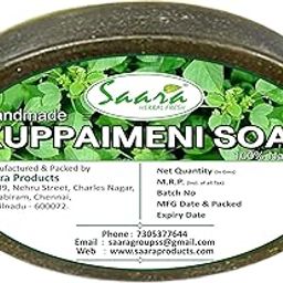 Saara HERBAL FRESH Handmade Herbal Kuppaimeni Soap 90g (Pack of 1) For Detoxifies skin, clears acne/pimple problems, Pure Coconut Oil (Pack of 1)-image-0