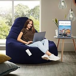 Casa Haus RZK01 Collection Super Soft Leather Fabric Bean Bag Prefilled 4 XL - Navy Blue Mint-30