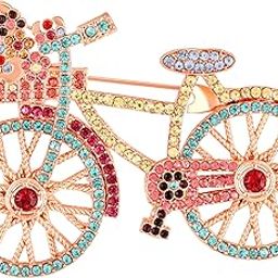 Shiny Flower Basket Design Vintage Bicycle Brooch Pin with Multicolor Crystals for Women (PABP1101233PR)-image-66