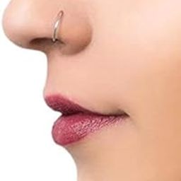 Beads Silver Plated Metal, Alloy, Brass, Tungsten Nose Ring (Pack Of 5) Silver-image-2