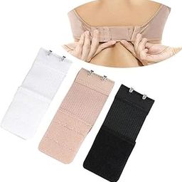 Lady’s Elastic Bra Lingerie Extenders Bra Band Breathing Room-Save a Bra Soft Back Women's Bra Extender 2-Hooks 2 Rows Extension Adjustable Straps, (Pack of 3) Multicolour-4