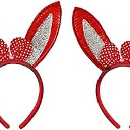 Glitter Cat Ears Head Bands Pack of 2 Red Hair Accessory for Girls-image-96