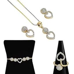 Jewellery Set for Women Combo of Necklace Set with Earrings, Bracelet and Ring for Girls and Women-image-54