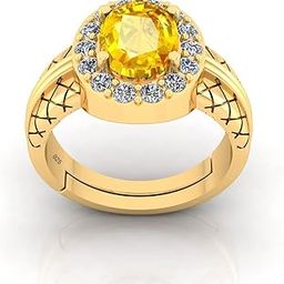 7.50 Carat Yellow Sapphire Astrological Purpose 92.5 Sterling Silver Gold Plated Ring for Men & Women's Lab Approved Stone with Ring-image-83