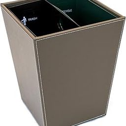 Hospitality Source Black Leatherette Recycle Waste Bin with Dual Liners for Home or Office. 14.5 Quart Capacity. (Brown)-image-43