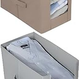 JoyeCrafts Shirt Stacker Organizer for Closet – Foldable Clothes Organizer for Shirts, T-Shirts, Sweaters – Space Saving, Stackable Storage Solution (grey and brown)-image-86