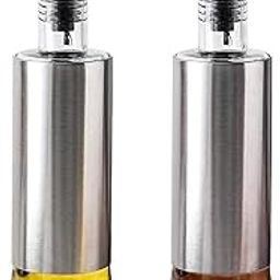 P-PLUS INTERNATIONAL Oil Vinegar Dispenser with Steel Cover 320ml Pack of 2 | Salad Dressing Cruet Glass Oil Bottle | Vinegar Cruet Dispenser | No Drip, Dust and leak-proof Household-image-12