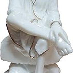 S A Gifts Sai Baba Murti Marble Dust Idol Statue for Pooja (White) (3.5 Inch)-image-49