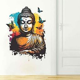 Wall Attraction Vinyl Self-Adhesive Colorful Buddha Wall Sticker & Mural Sticker for Wall Size - 45x58cm NBD24-23