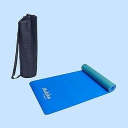 Moksha Dual Yoga Mat For Women & Men With Cover Bag And Cotton Bag, TPE Material Extra Thick, Ultra-Grip High-Performance Yoga Mat - 6mm, Extra Long & Lightweight - (Blue&Green)-image-37