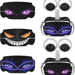 Geekria VR Headset and Controller Holder Leather Compatible with Oculus Quest 2 Protective Cover, Protective Durable Scratch Resistant Sticker Oculus Quest 2 Purple Eyes-29
