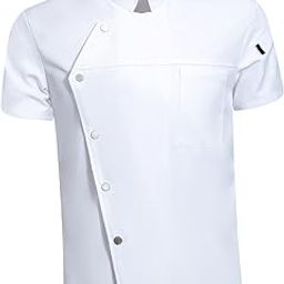 Men Women Chef Coat Jacket Snap Button Food Service Summer for Waiter Hotel 4XL Size White | 1 Chef Jacket-image-76