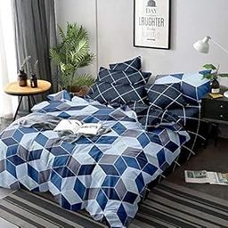 MORADO Glace Cotton Single Bed Quilt Cover/Duvet Cover/Rajai Cover/Blanket Cover with Zipper (60 X 90 Inch, Blue)-image-60