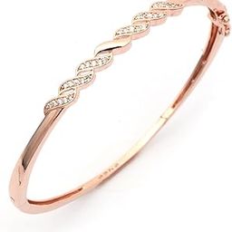 925 Sterling Silver Kada Bracelet | Micron Rose Gold Plated Cubic Zirconia Adorable Bracelet Bangle Jewellery for Women|Valentine Gift for Women | Certificate of Authenticity-13