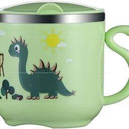 FunBlast Milk Mug for Kids – Cartoon Design BPA Free Mug with Lid for Kids, Stainless Steel 304 Cup/Mug for Kids & Toddlers, Double Wall Vacuum Insulated Cup – 270 ML (Green)-image-5