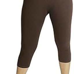 Women's Short Sport Capri Leggines for Gym Workout for Girls for | 3/4Th Cotton Plain Capri Pants | Comfortable & Breathable Fabric | Brown | 6XL-image-87