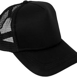 Black Mesh Baseball Cap Trucker Hat Half net Plain Curved Visor Hat Black Baseball Caps for Man and Woman/Snapback Cap/Hiphop and Baseball-image-14