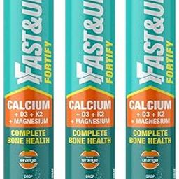 Fast&Up Fortify (60 Effervescent Tablets) - Calcium with Essential Vitamin D3 for Complete Health Support - Vitamin D3, Calcium & Magnesium Combination for Better Absorption- Orange Flavour-3