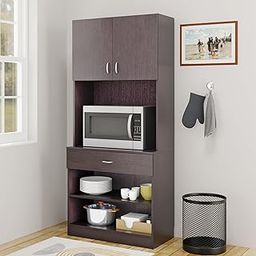 VIKI Furniture | Kitchen Cabinet – Drawer with Doors & Open Shelves, Organizer for Kitchen, Bedroom, Hallway & Living Room (Dark Wenge – 40D x 80W x 180H cm) | 1 Year Warranty-image-18