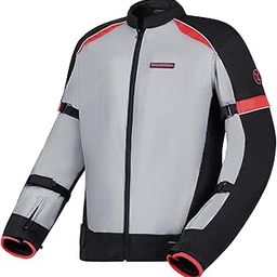 Allextreme SNOWSTORM Bike Riding Jacket CE Level 2 Certified Armour Protector Back Elbows Shoulders Protection Mesh Fabric Motorcycle Rider (L, Black & Red)-image-53