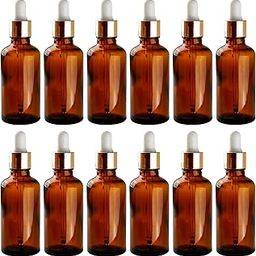 nsb herbals 50 ml Amber Round Empty Glass Bottle + Glass Dropper + Gold Ring + White Silicon Teat, Refillable, Reusable, Leak Proof for Essential Oils, Blends, DIY Perfumes & Face (Pack of 12)-15