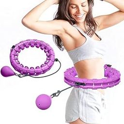 SRUJAMEE Smart Weighted Hula Hoop for Adults Weight Loss, 24 Detachable Links, Adjustable Infinity Hoop Plus Size, Silent Fitness Ring, Abdomen Massage, Home Exercise Equipment for Women (Multicolour)-image-99