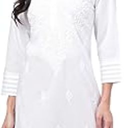 Women's Cotton Regular Fit Casual Lucknowi Chikankari Hand Embroidered Kurti Regular Kurta A149984-image-48