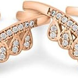 925 Sterling Silver Cubic Zirconia Rose Gold Plated Crown Toe Ring (Pair) | Anniversary Wedding Gifts for Women | With Certificate and 925 Hallmark|Mother's Day-11