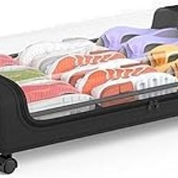 Blue Tick Underbed Storage Box with Clear Cover & Lockable Wheels Foldable Organizer with Metal Frame for Clothes, Shoes, Toys & Blankets (1 Pc)-image-49